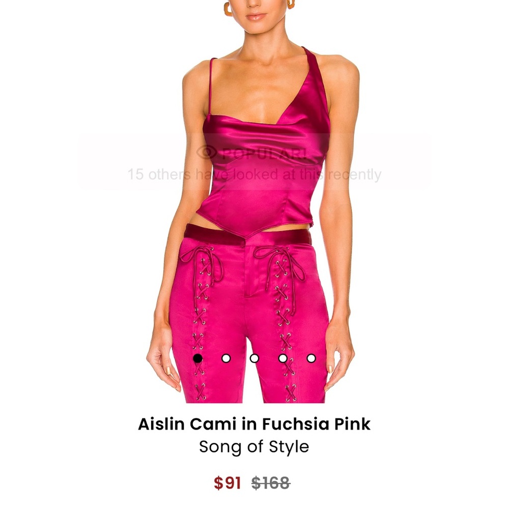 Song Of Style M Coral Stretch Satin AISLIN CAMI Crop Top